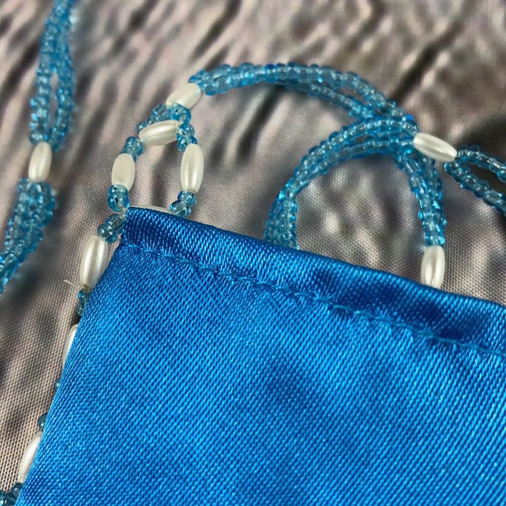 BEAUTIFULLY Beaded Blue/White Shoulder/Crossbody Mini Bag - Picture 17 of 17